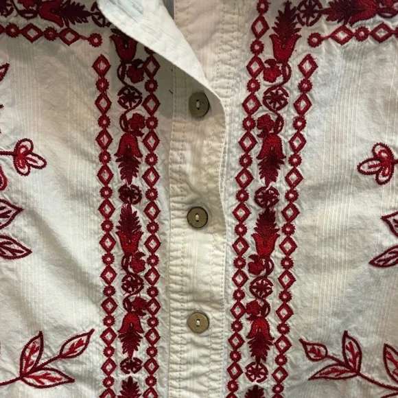 We The Free Spring Refresh Vacation Shirt, Embroidered, Small, Boho Cottage - Picture 5 of 15